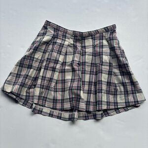 Y2K Plaid Mini Skirt Womens L (10-12) Preppy Purple & Pink